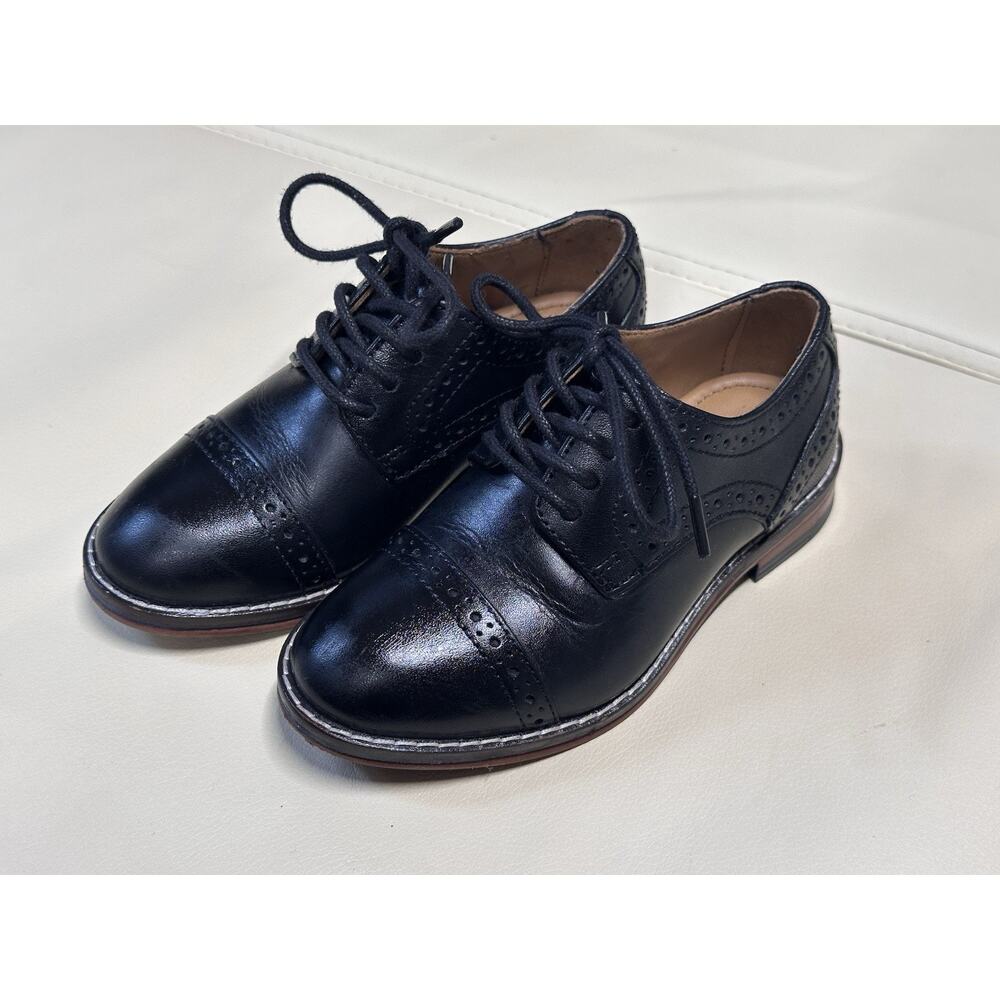 Johnson and Murphy Boys Kid SZ 8 Black Leather Dress Shoes Wedding Church Formal